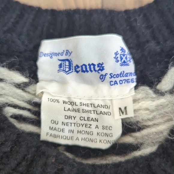 Vintage Deans of Scotland Shetland Wool Sweater Farm Animals Sheep Cows Hearts - Picture 7 of 9